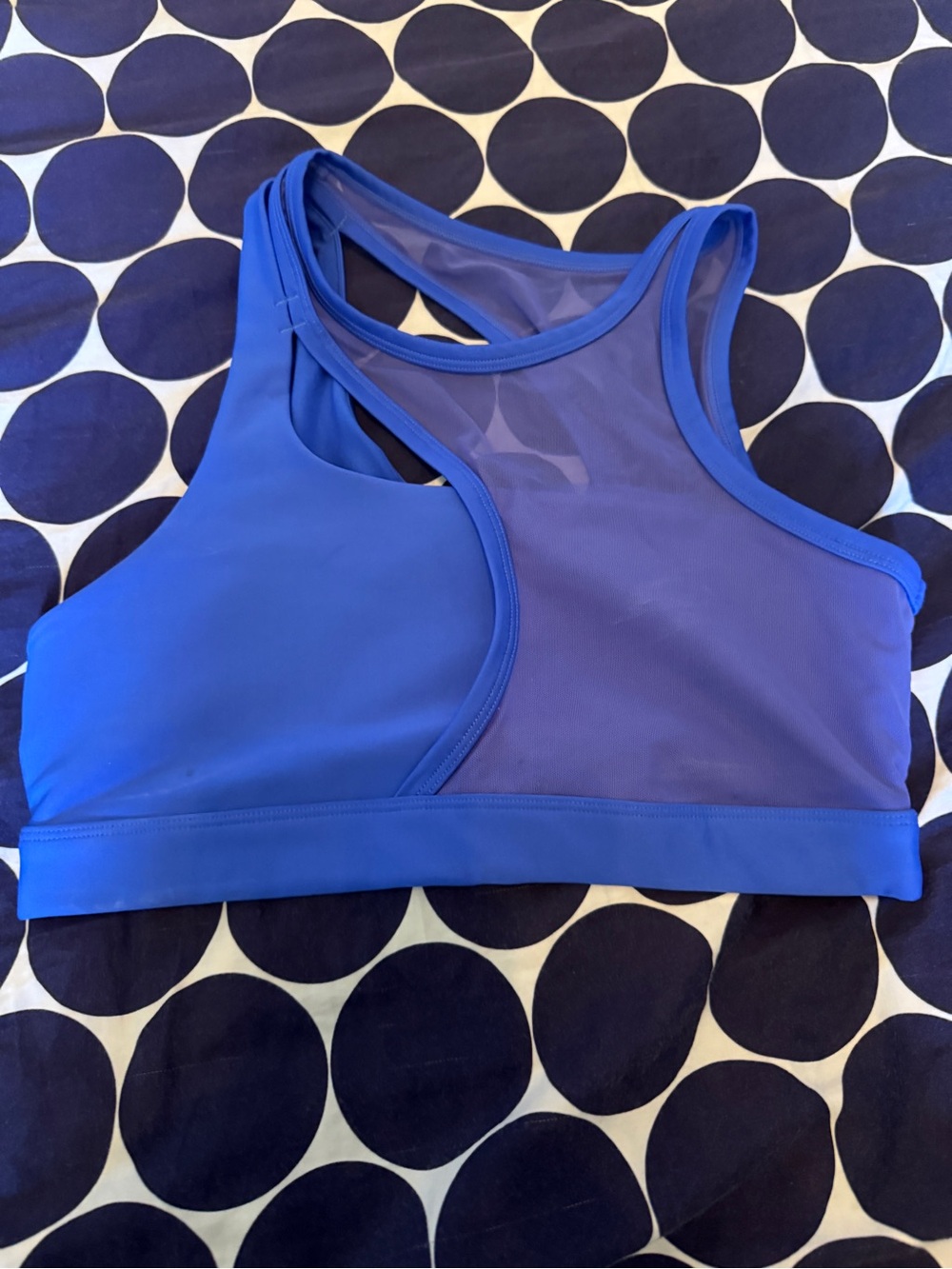 ALO Yoga Cobalt Blue Cresent Mesh Sports Bra